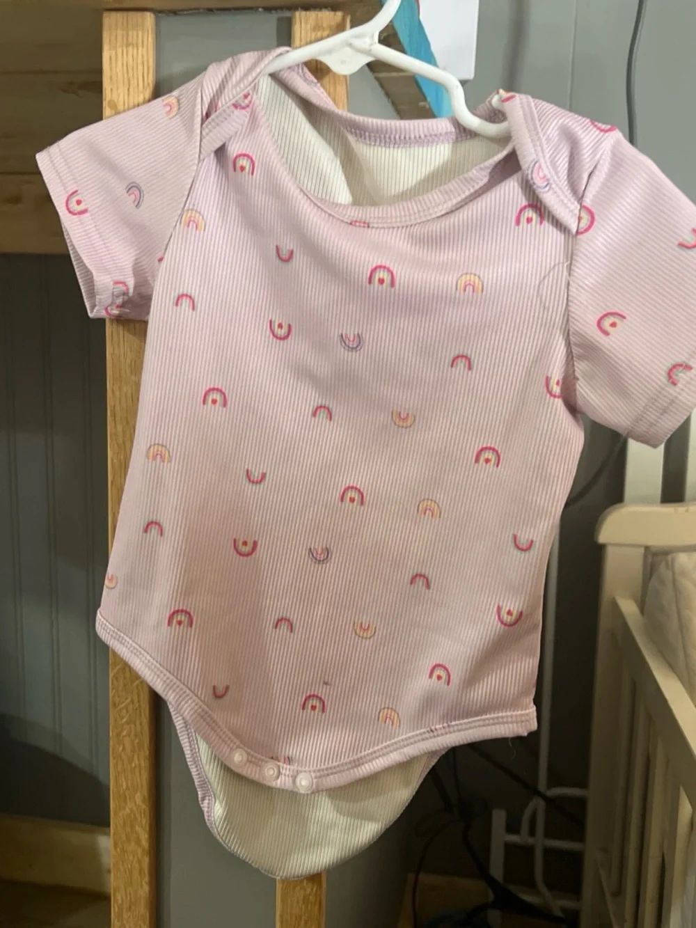 Kids Pink Rainbow Print One-Piece Bodysuit